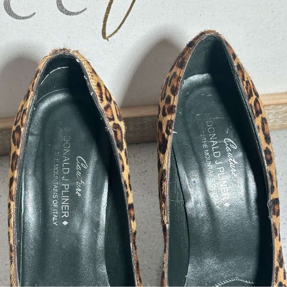 DONALD J PLINER COUTURE TIFF Leopard Calf Hair Peep Toe Pumps Heels 6M - Picture 3 of 12